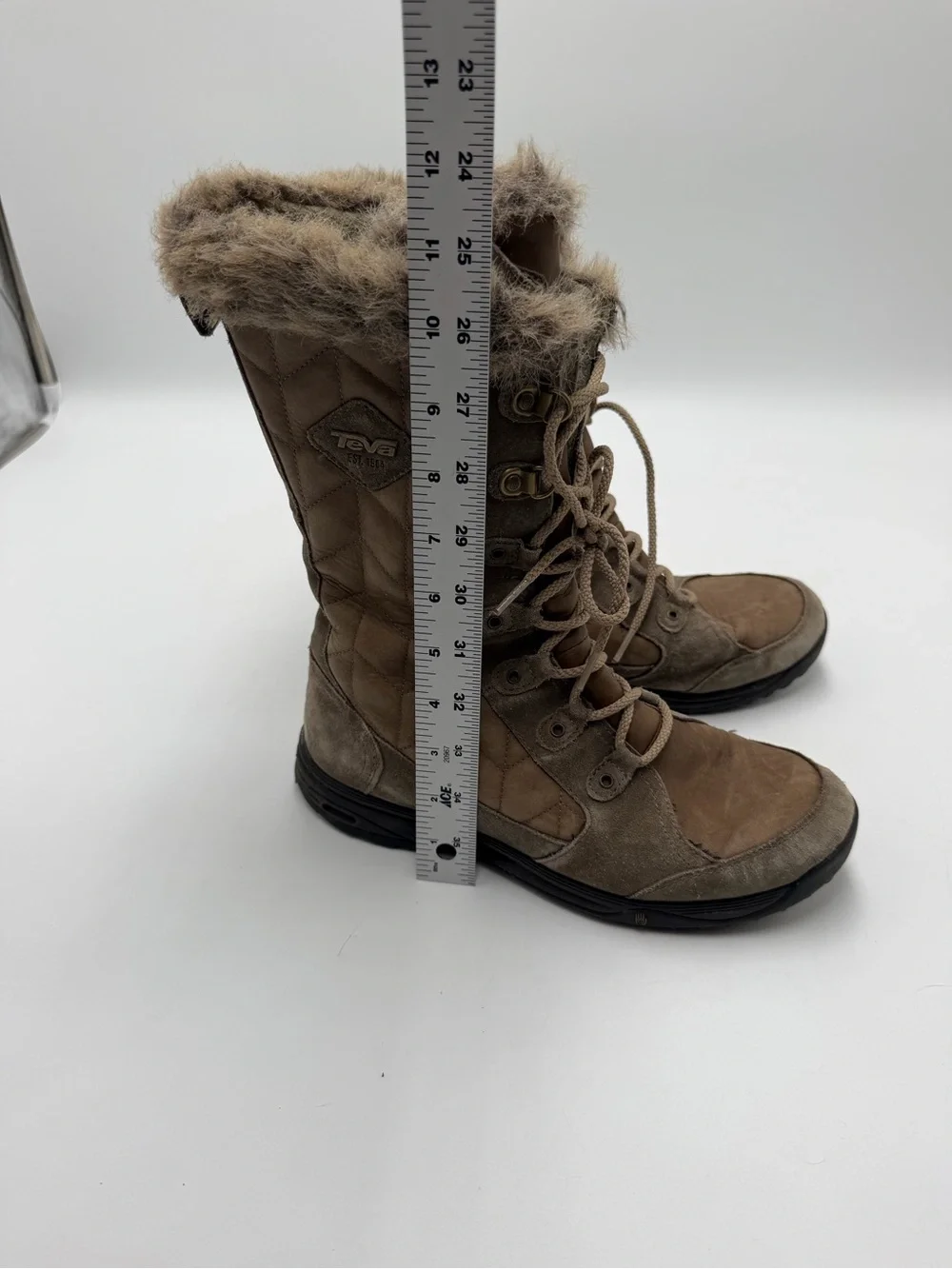 Teva Lenawee Leather Waterproof Tall Womens Winter Boots Brown US Size 9